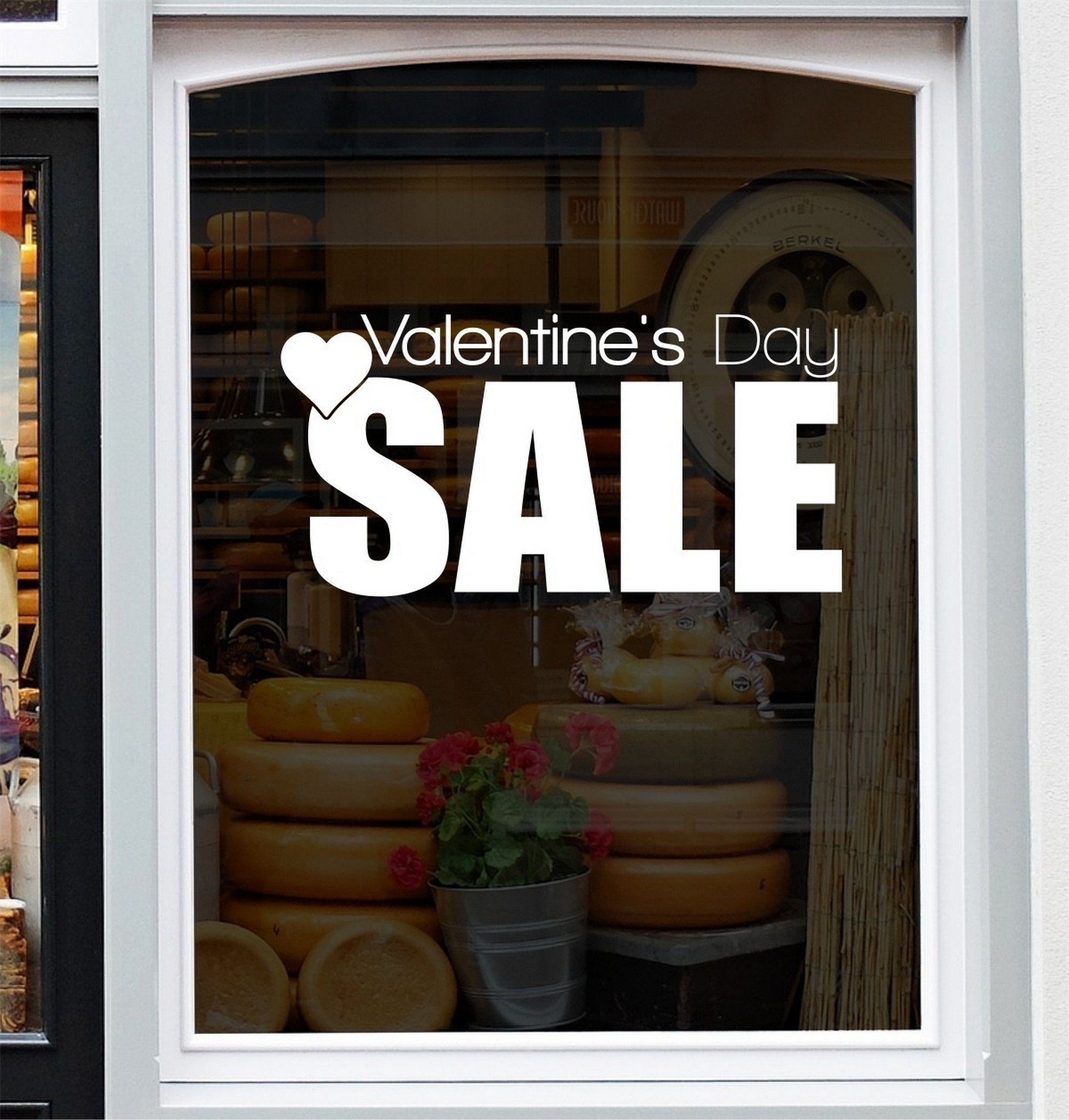 Valentine’s Day Sale Window Sticker design on a white background