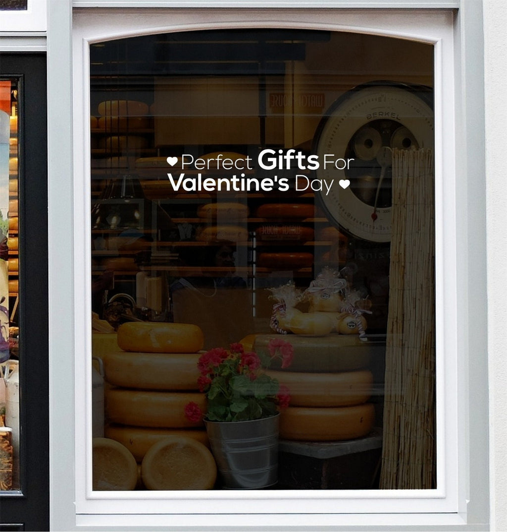 Perfect Gifts for Valentine’s Day Window Sticker design on a white background
