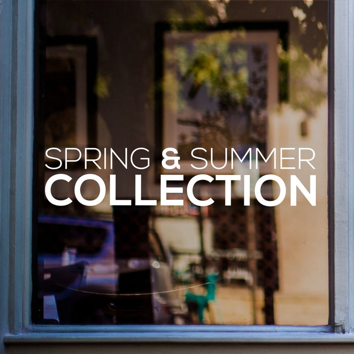 Spring & Summer Collection Window Sticker displayed on a window