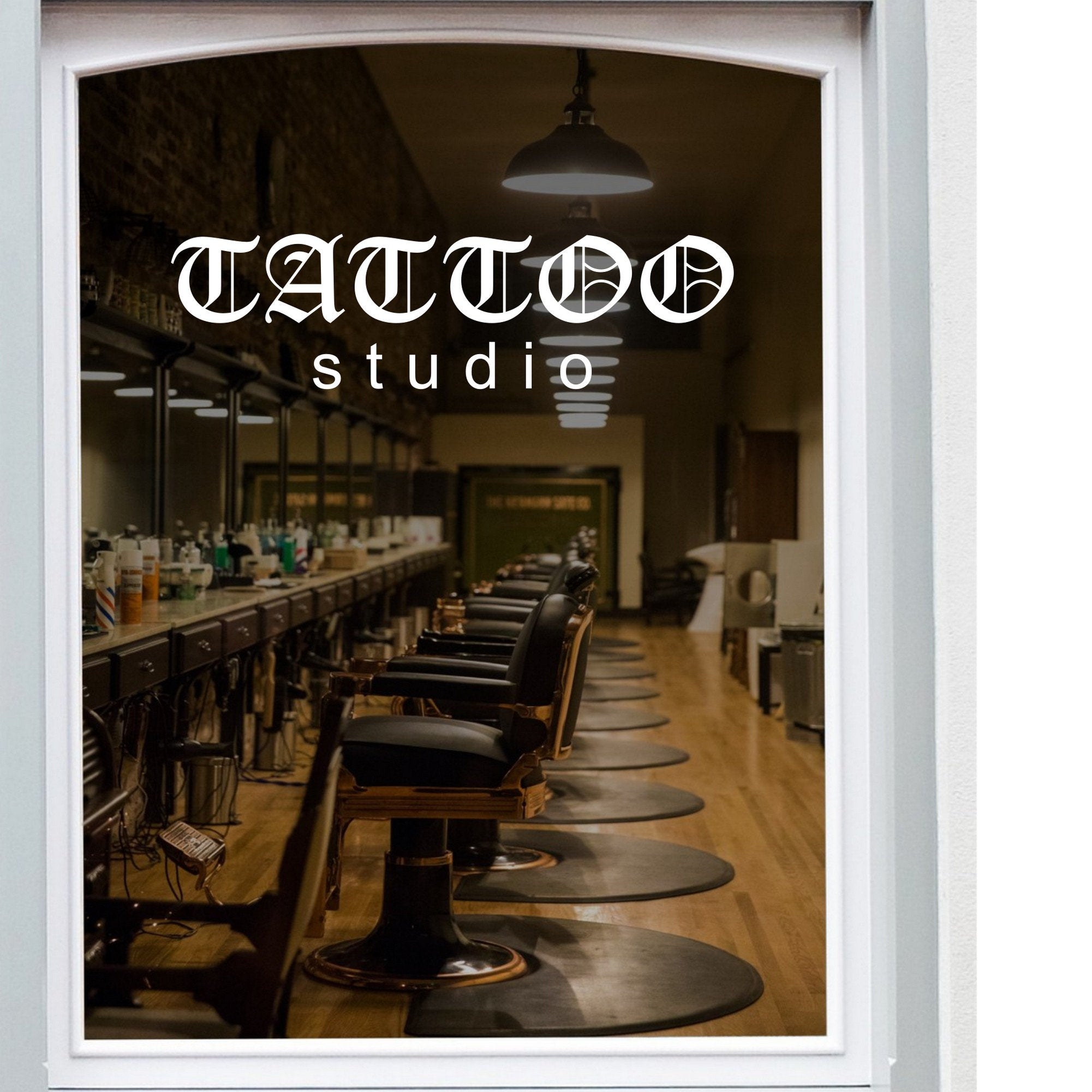 Tattoo Studio Shop Window Sticker design on a white background