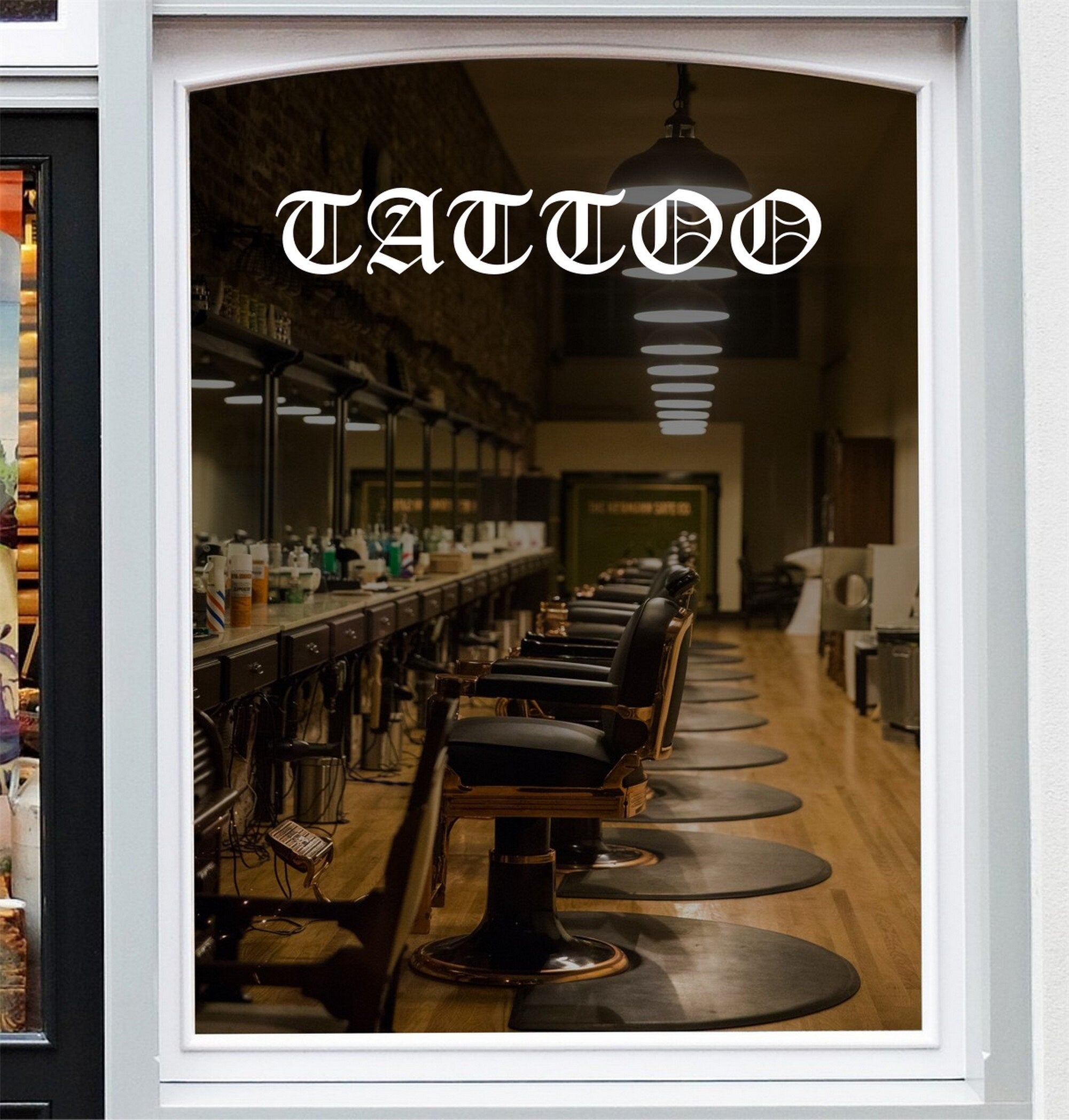 Tattoo Studio Window Sticker design on a white background