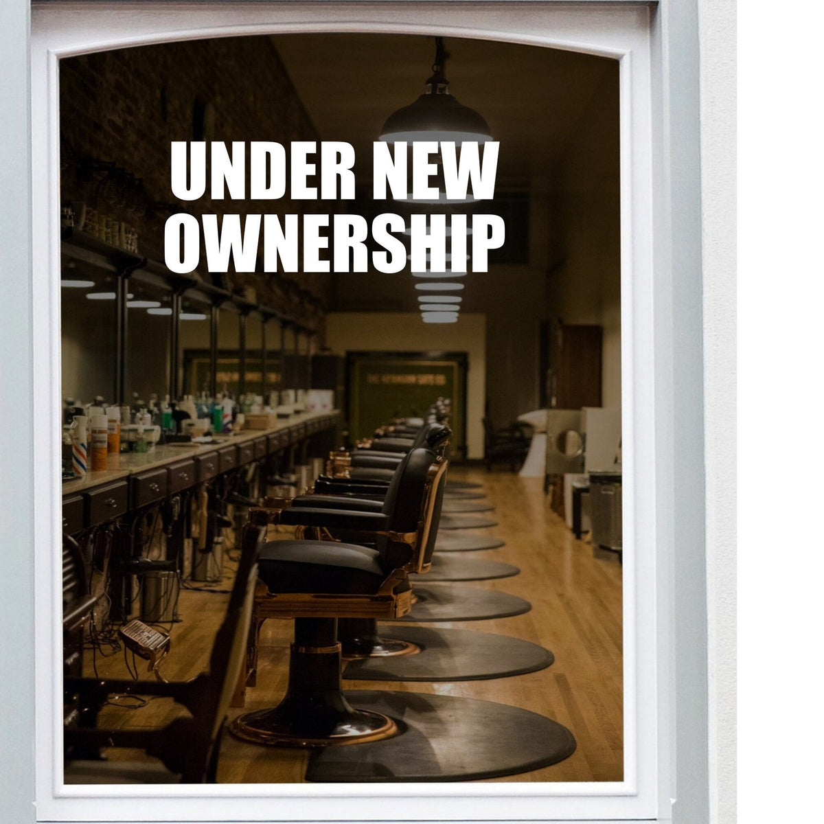 Under New Ownership Shop Window Sticker design on a white background