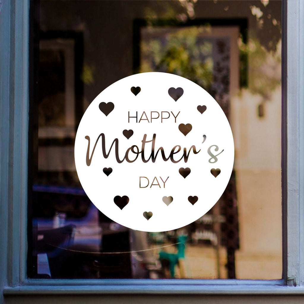 Happy Mother’s Day Window Sticker – Seasonal Display displayed on a shop window