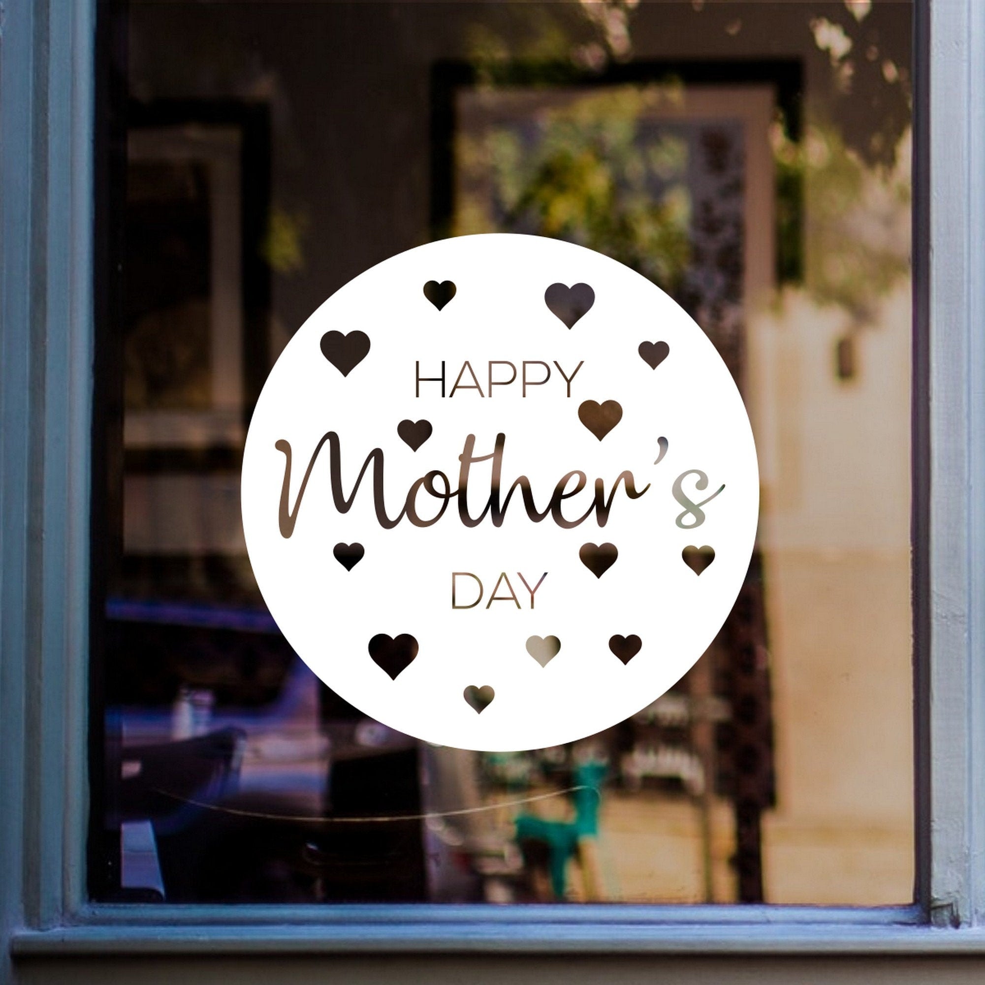 Happy Mother’s Day Window Sticker – Seasonal Display displayed on a shop window