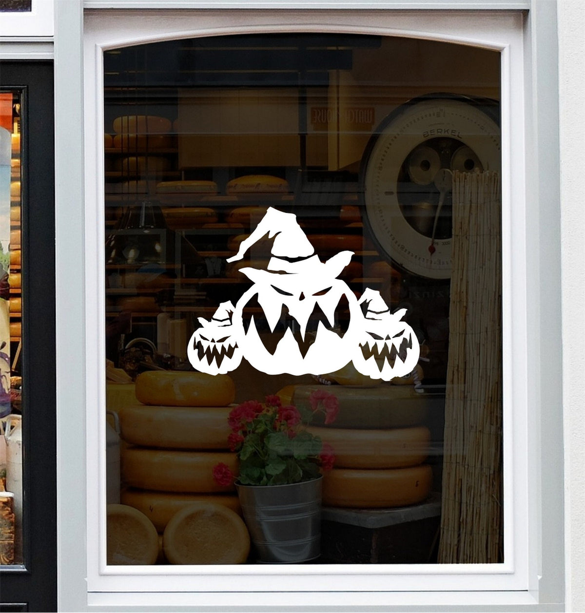 Halloween Pumpkin Window Sticker design on a white background