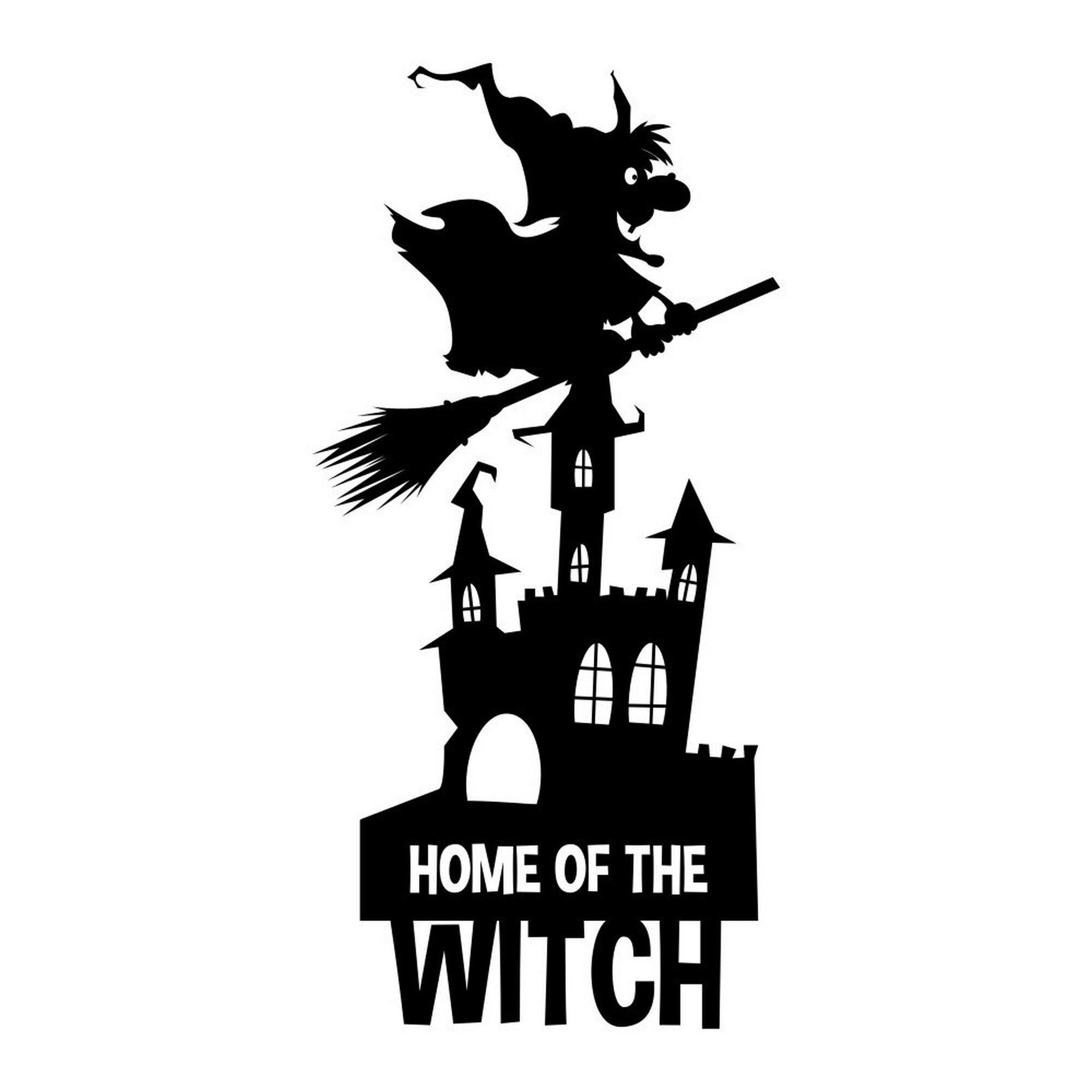 Home of the Witch Halloween Window Sticker design on a white background