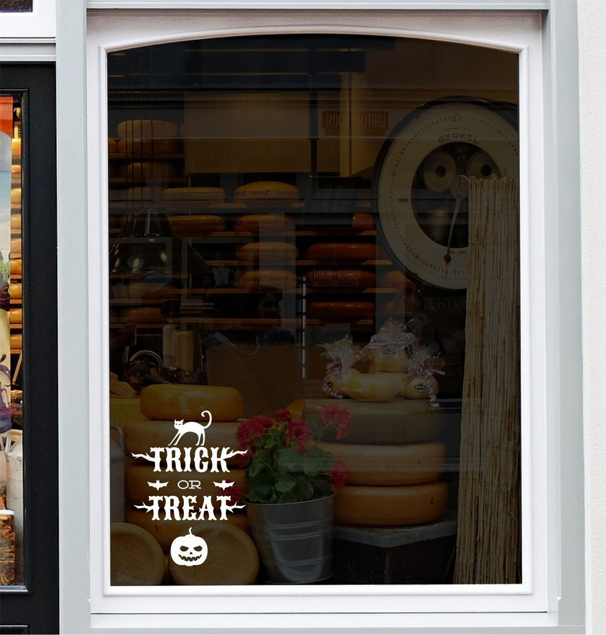 Trick or Treat Halloween Window Sticker design on a white background