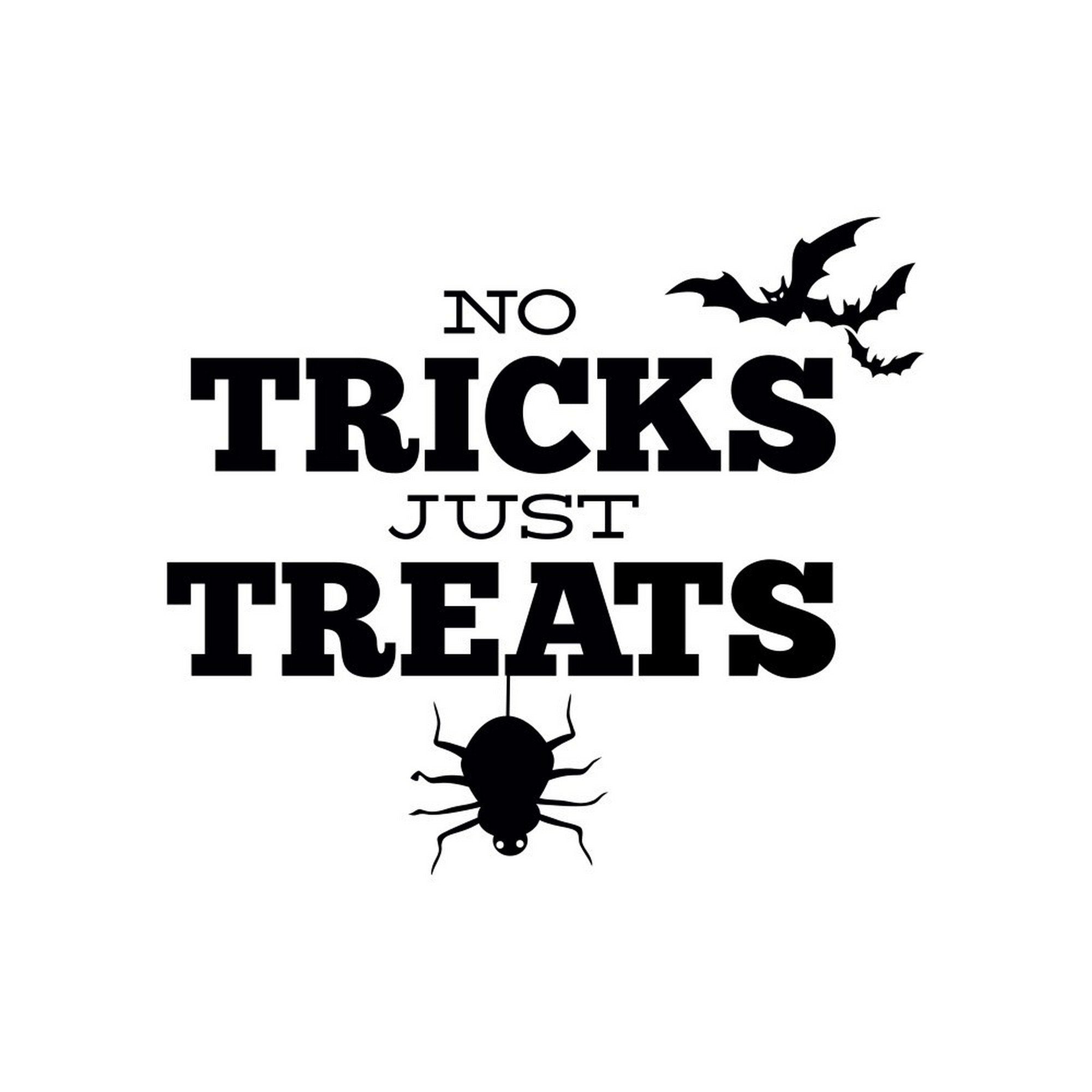 No Tricks Just Treats Halloween Window Sticker design on a white background