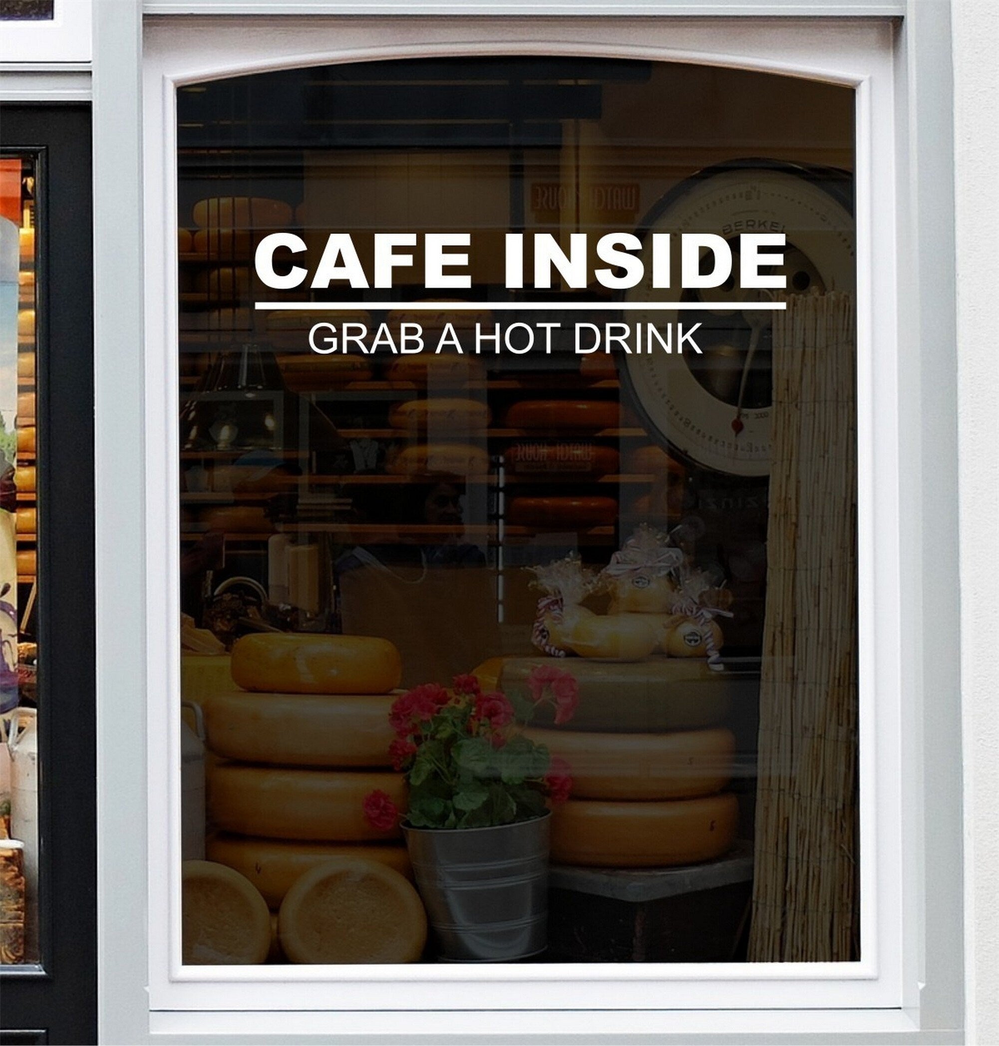 Café Inside Shop Window Sticker design on a white background