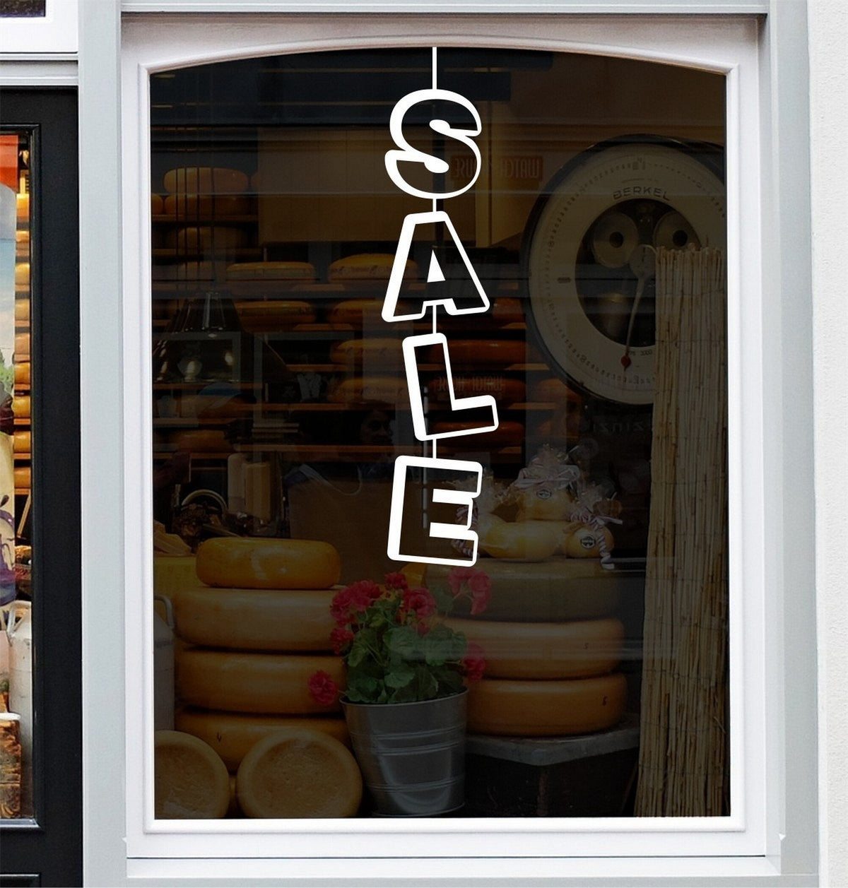 Vertical Sale Shop Window Sticker design on a white background