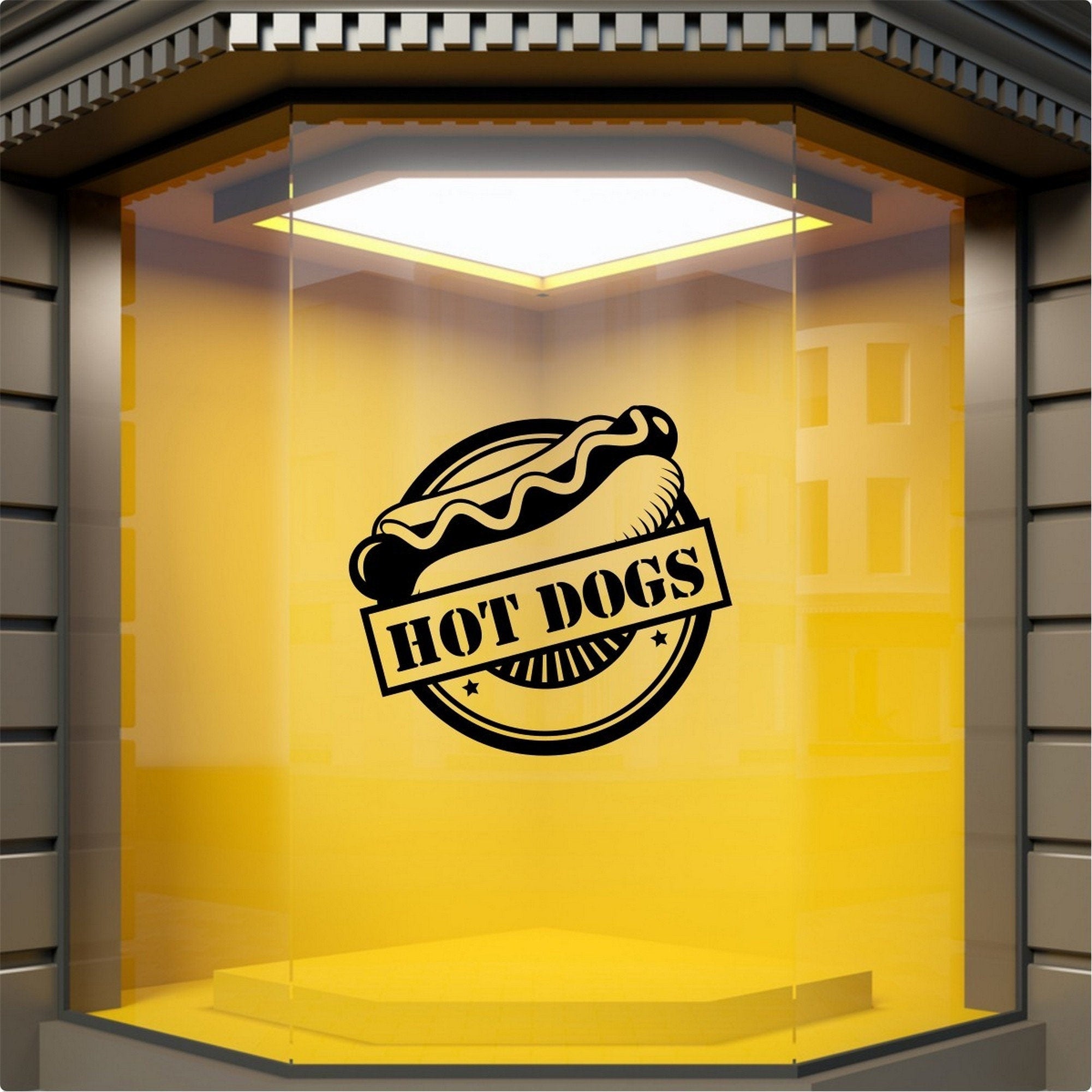 Hot Dogs Café Window Sticker design on a white background