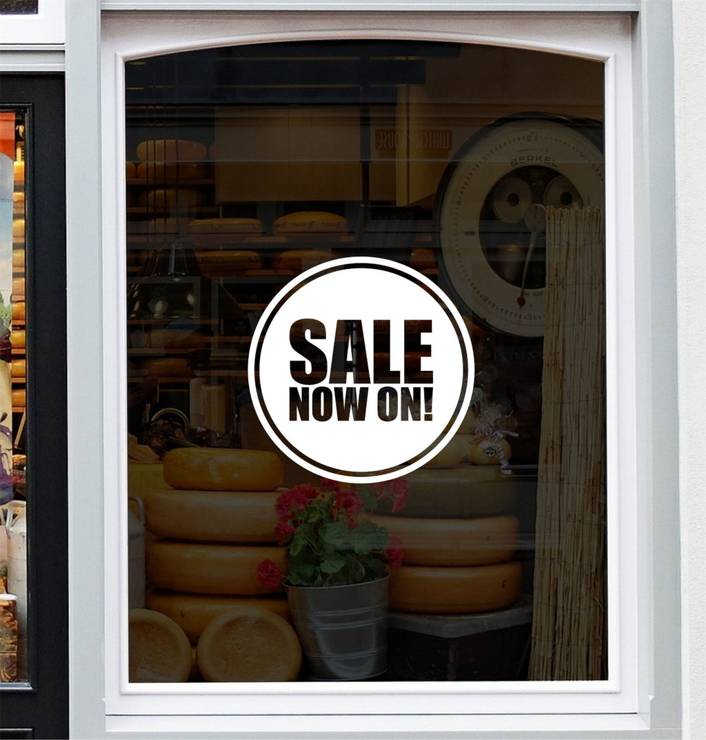 Sale Now On Window Sticker design on a white background