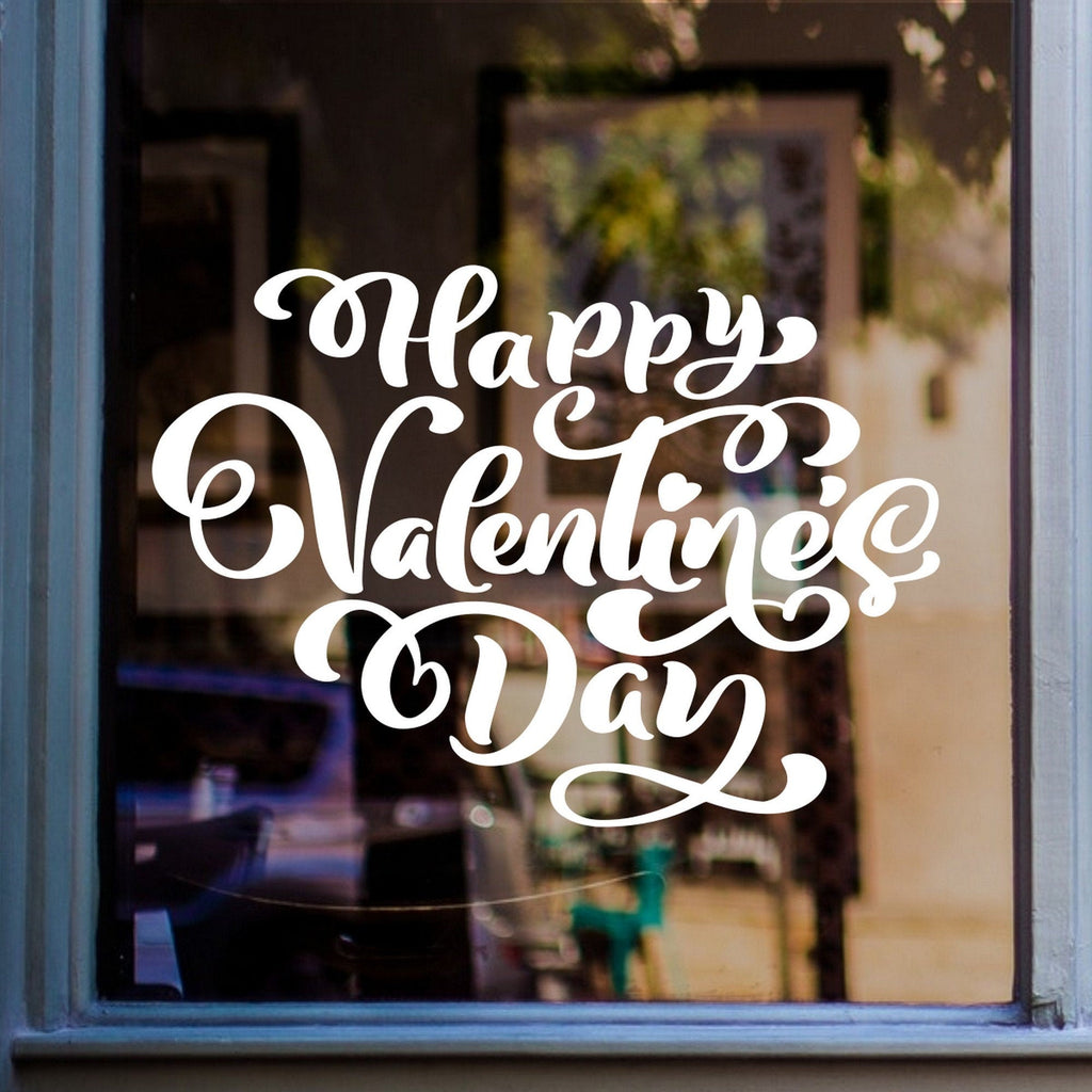 Happy Valentine’s Day Shop Window Sticker displayed on a shop window