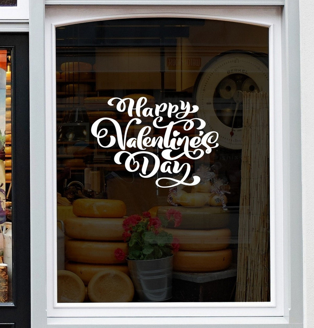 Happy Valentine’s Day Shop Window Sticker design on a white background