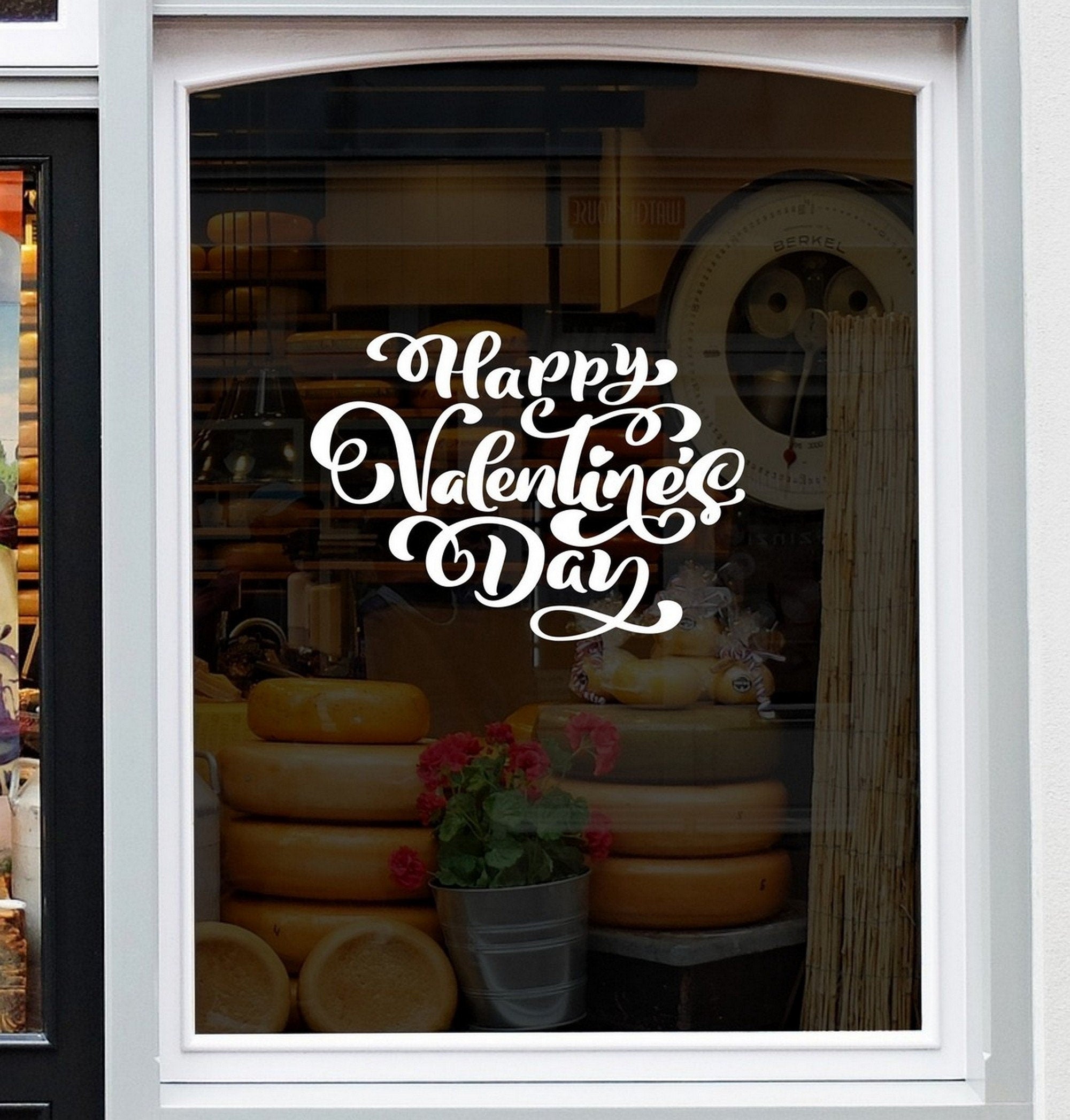 Happy Valentine’s Day Shop Window Sticker design on a white background