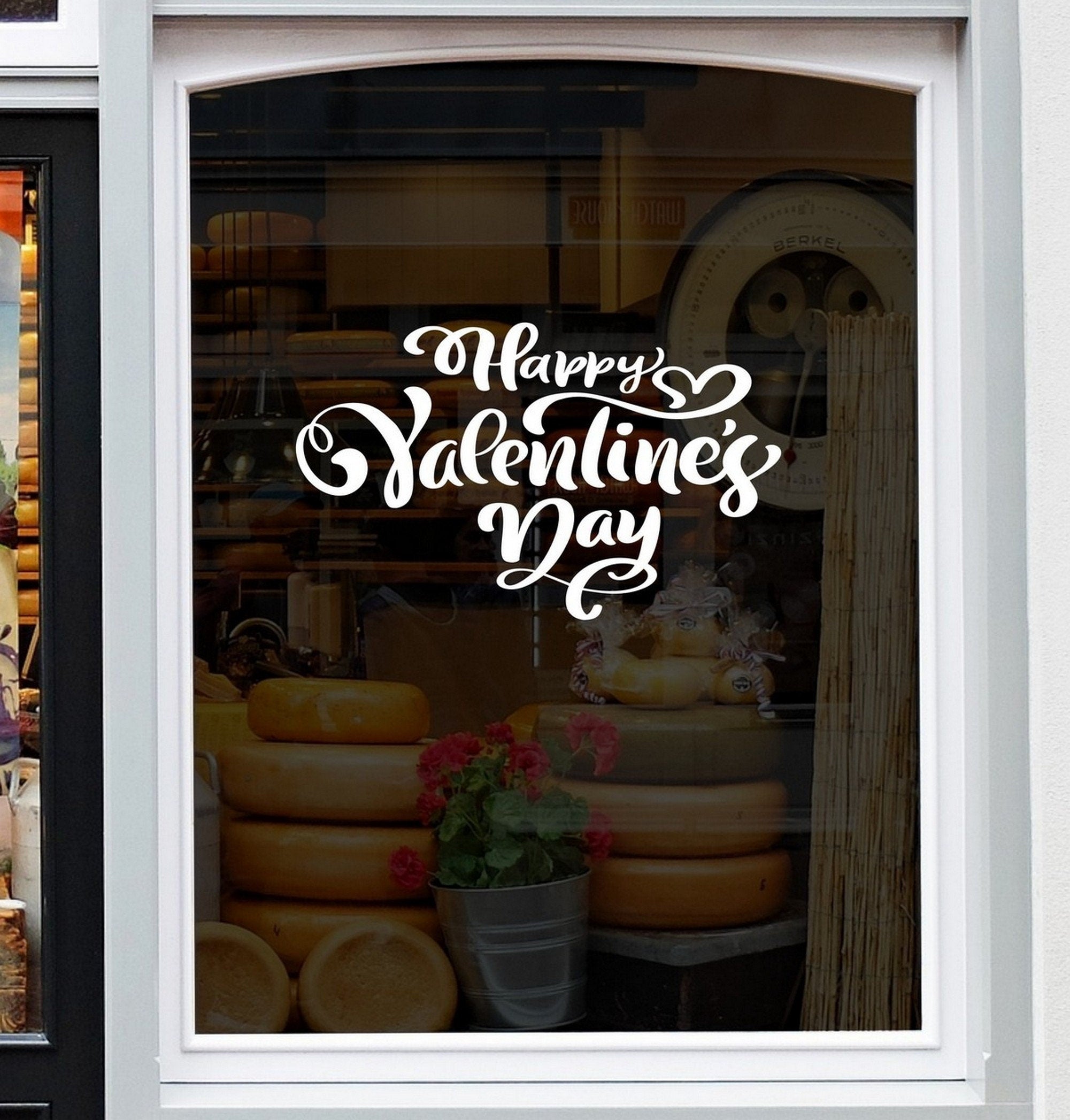 Valentine’s Day Shop Window Sticker design on a white background