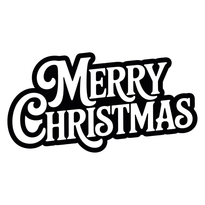 Merry Christmas vinyl decal featuring bold decorative festive lettering on a plain background.