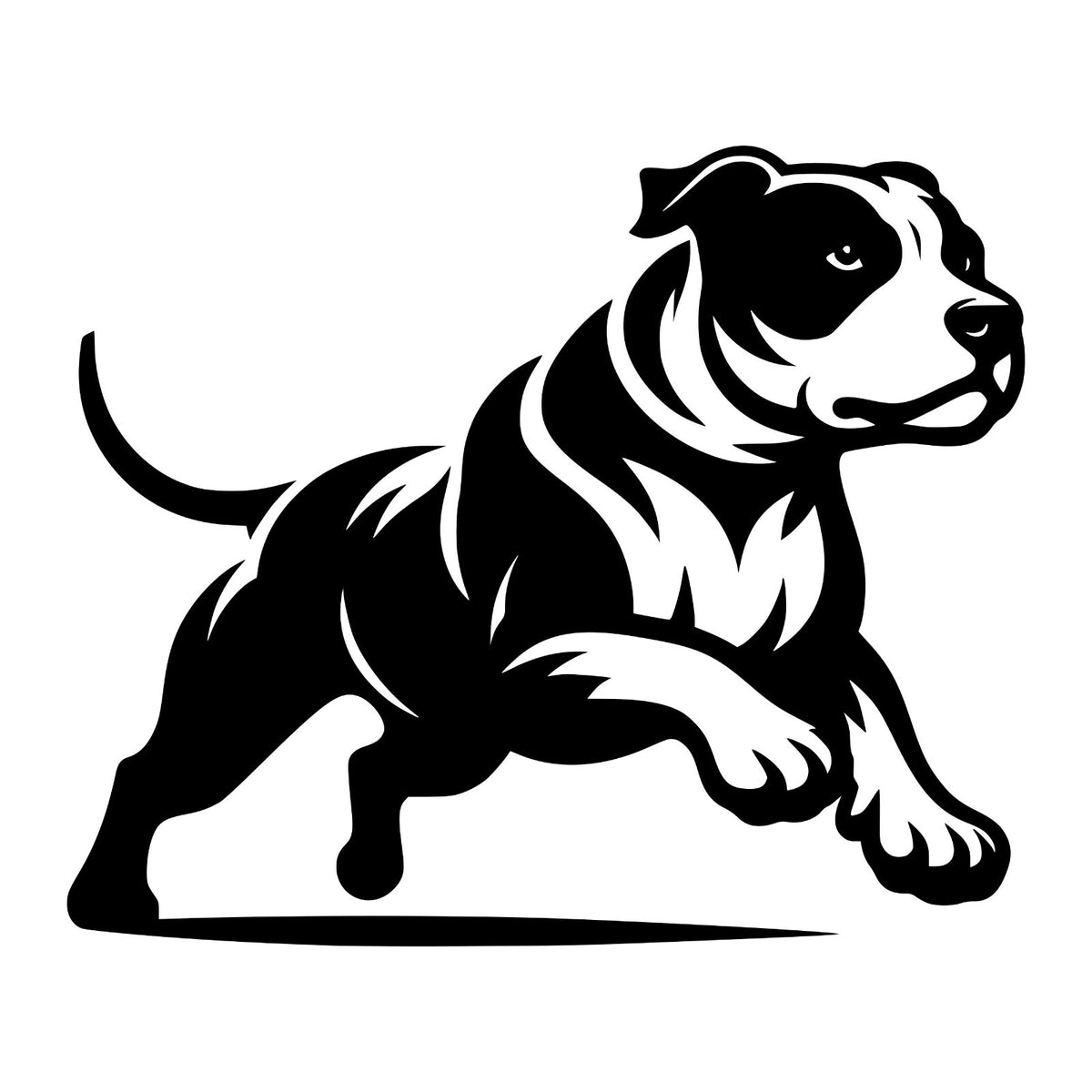 Standing Pitbull decal design shown in black on a plain white background.