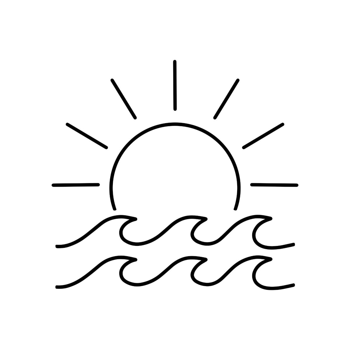Sun and Waves 15 x 14cm car sticker design.
