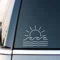 Sun and Waves 16 x 13cm vinyl decal for car, van or camper.