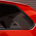 Sun and Waves Ripple vinyl sticker — design and example vehicle placement 1.