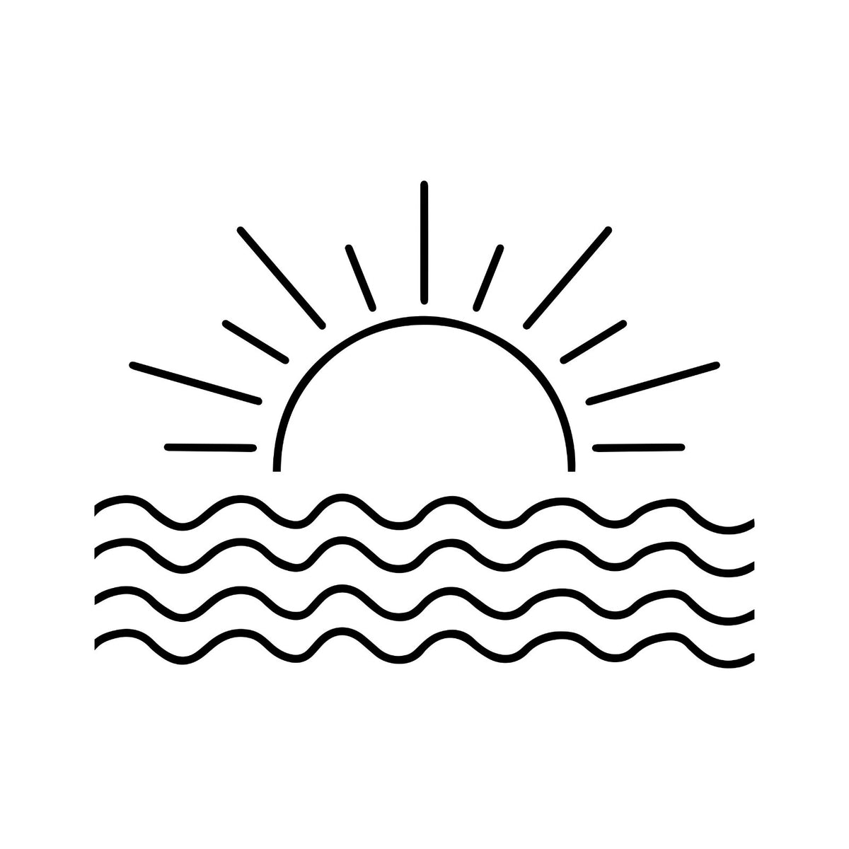 Sun and Waves Ripple vinyl sticker — design and example vehicle placement 4.