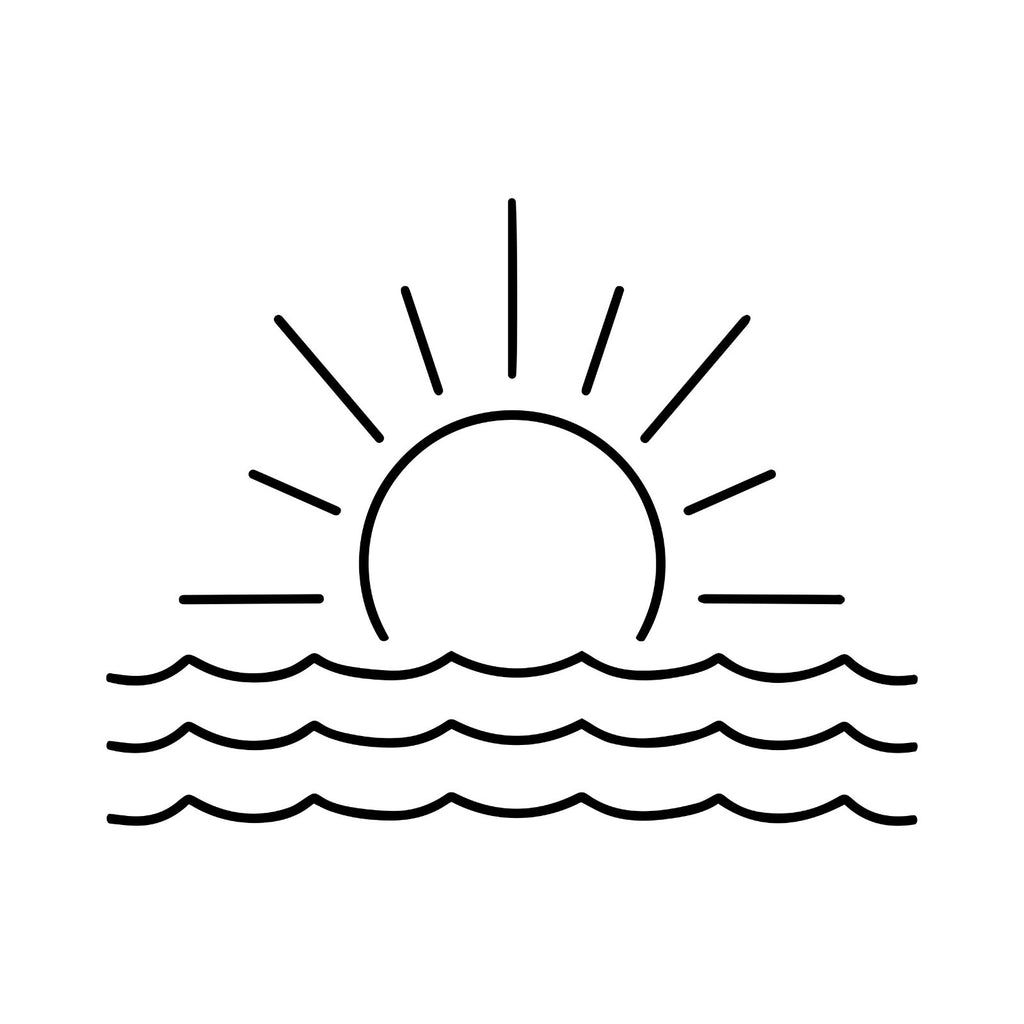 Sun and Waves Scalloped vinyl sticker — design and example vehicle placement 4.