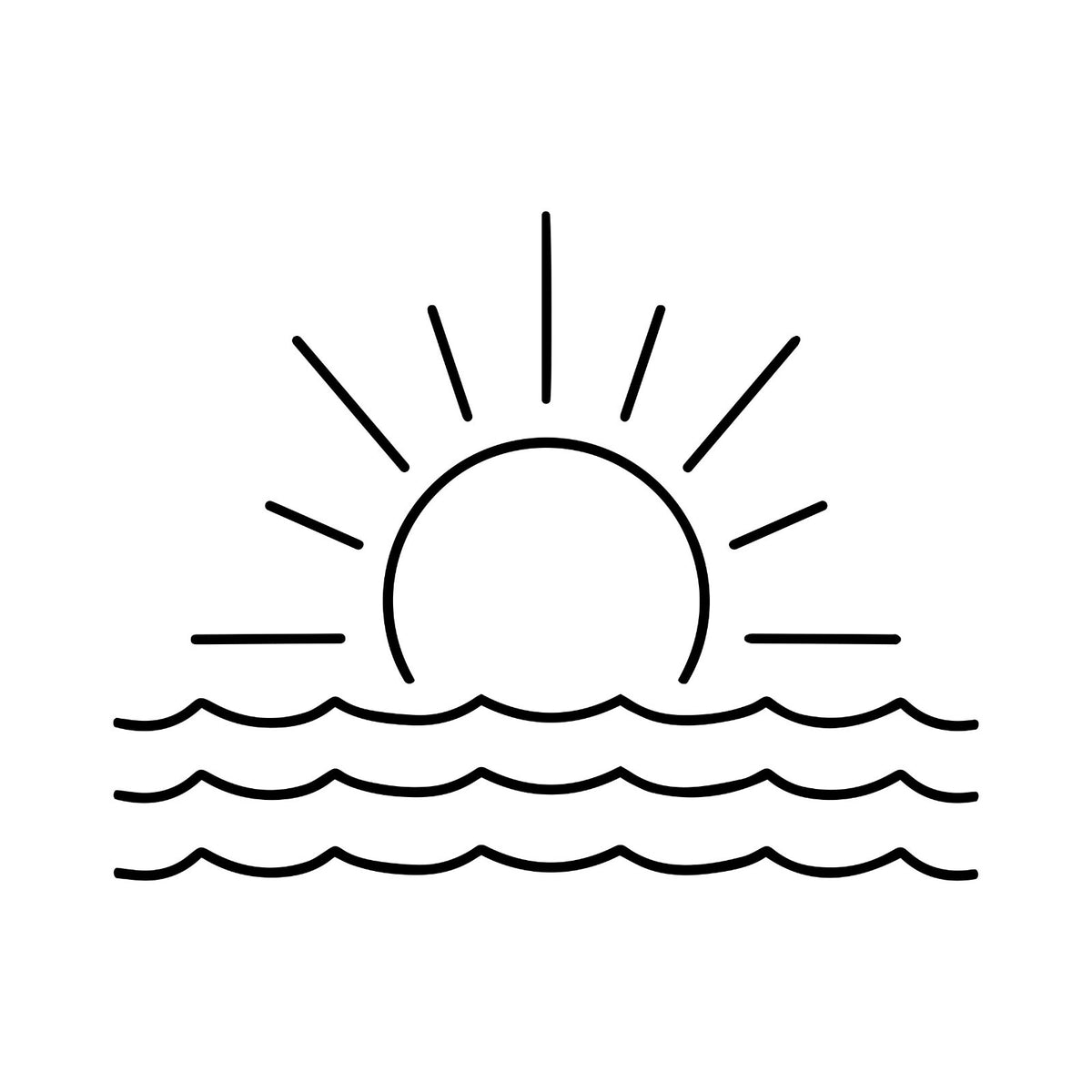 Sun and Waves Scalloped vinyl sticker — design and example vehicle placement 4.