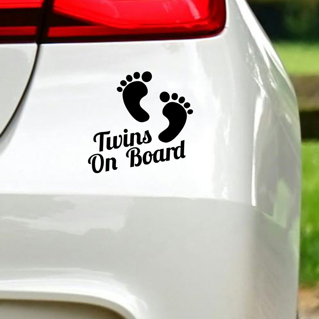 Twins On Board Footprints Car decal — example vehicle placement 2.