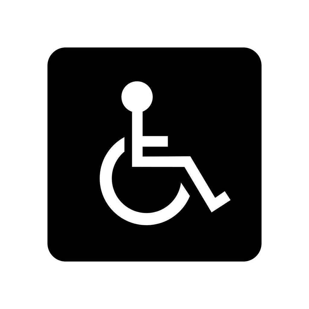 Wheelchair Symbol Car Sticker — design shown in black on white.