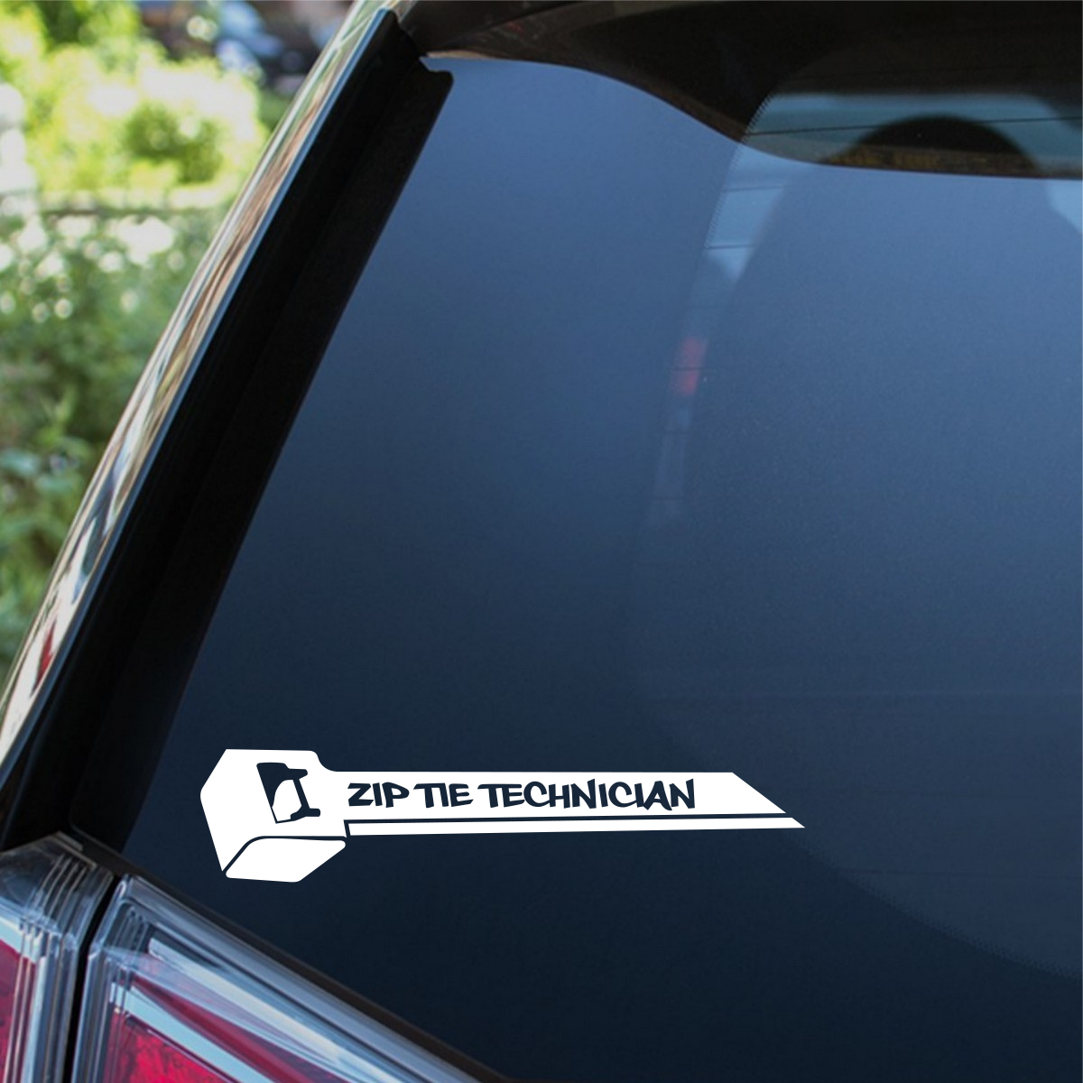 Zip Tie Technician Car decal — example vehicle placement 1.