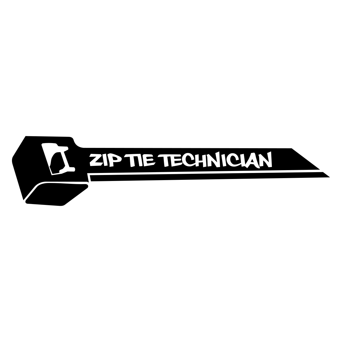 Zip Tie Technician Car decal — design shown in black on white.