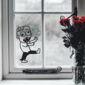 Zombie Halloween window sticker shown applied to glass