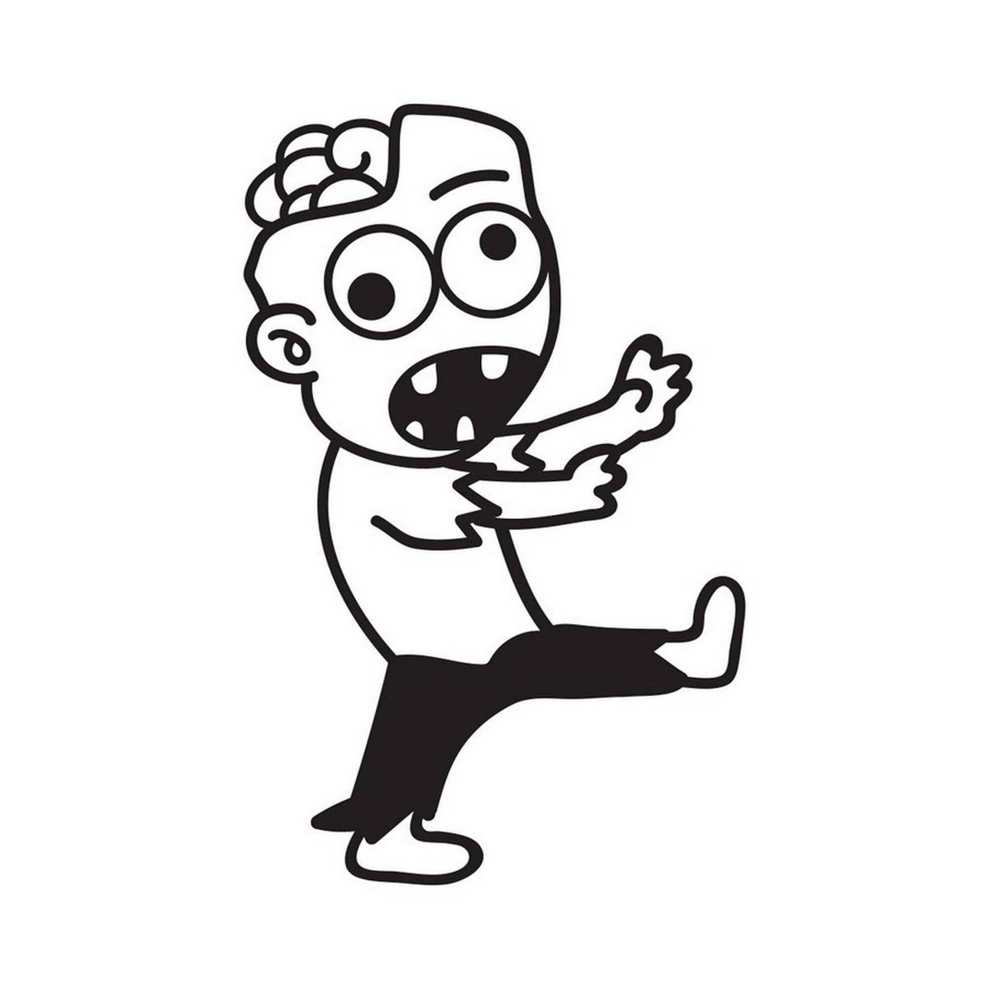 Zombie Halloween window sticker design shown in black on a white background