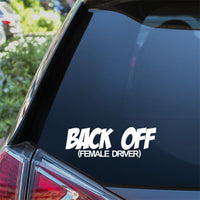 Back Off Female Driver Car Sticker