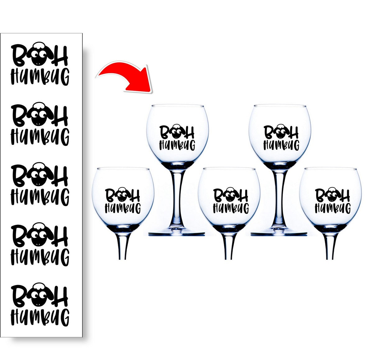 Bah Humbug Wine Glass Stickers