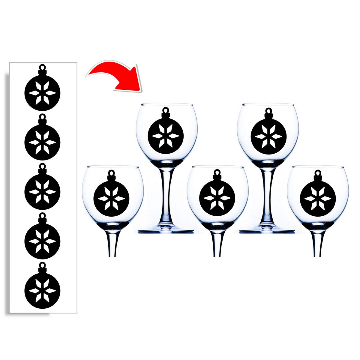 Bauble Wine Glass Stickers