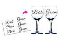 Bride Groom Wine Glass Stickers