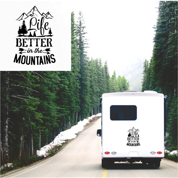 Life Better In The Mountains Caravan Sticker