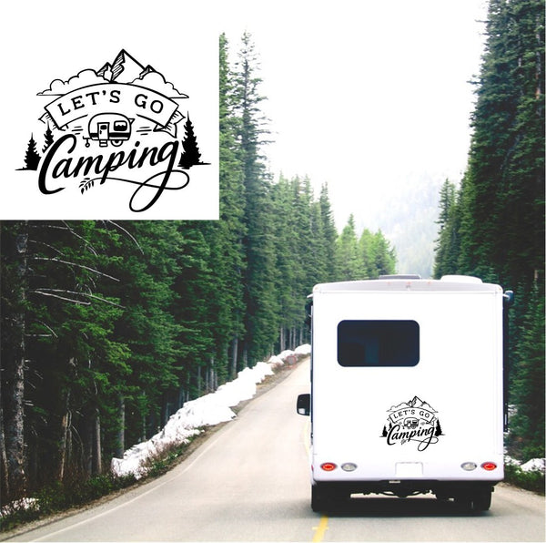 Let's Go Camping Caravan Sticker