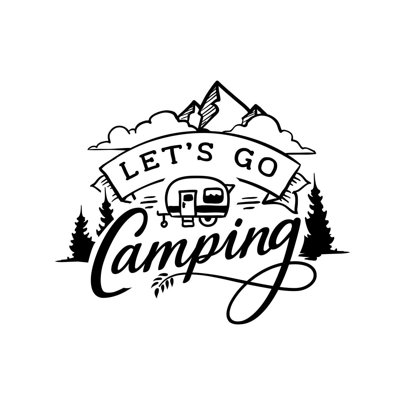 Let's Go Camping Caravan Decal