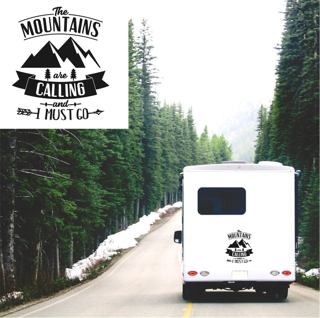 The Mountains Are Calling And I Must Go Caravan Sticker
