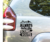 Always Take The Scenic Route Mountains Car Decal