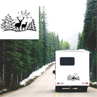 Deer Winter Scene Caravan Sticker