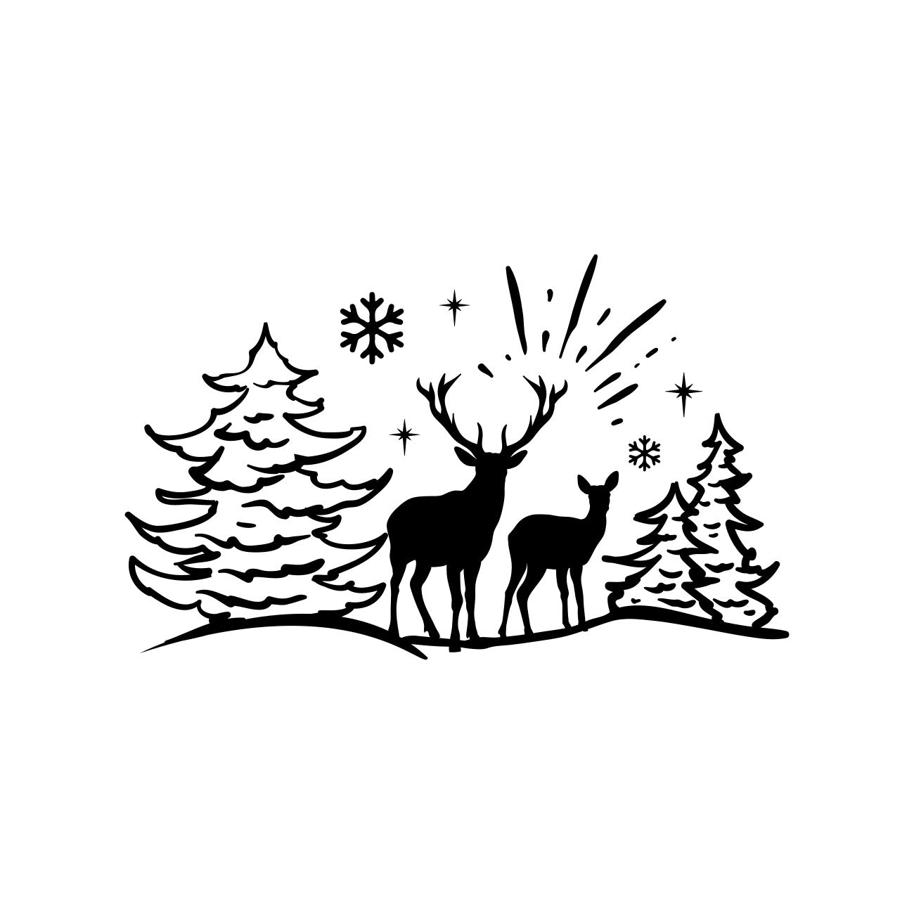 Deer Winter Scene Caravan Decal