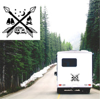 Camping Icons Caravan Sticker