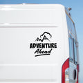 Adventure Ahead Large Camper Van Caravan Sticker – decal shown on a white campervan