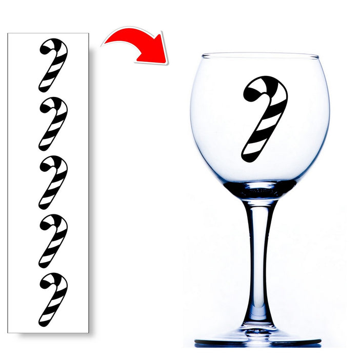 Candy Cane Wine Glass Stickers