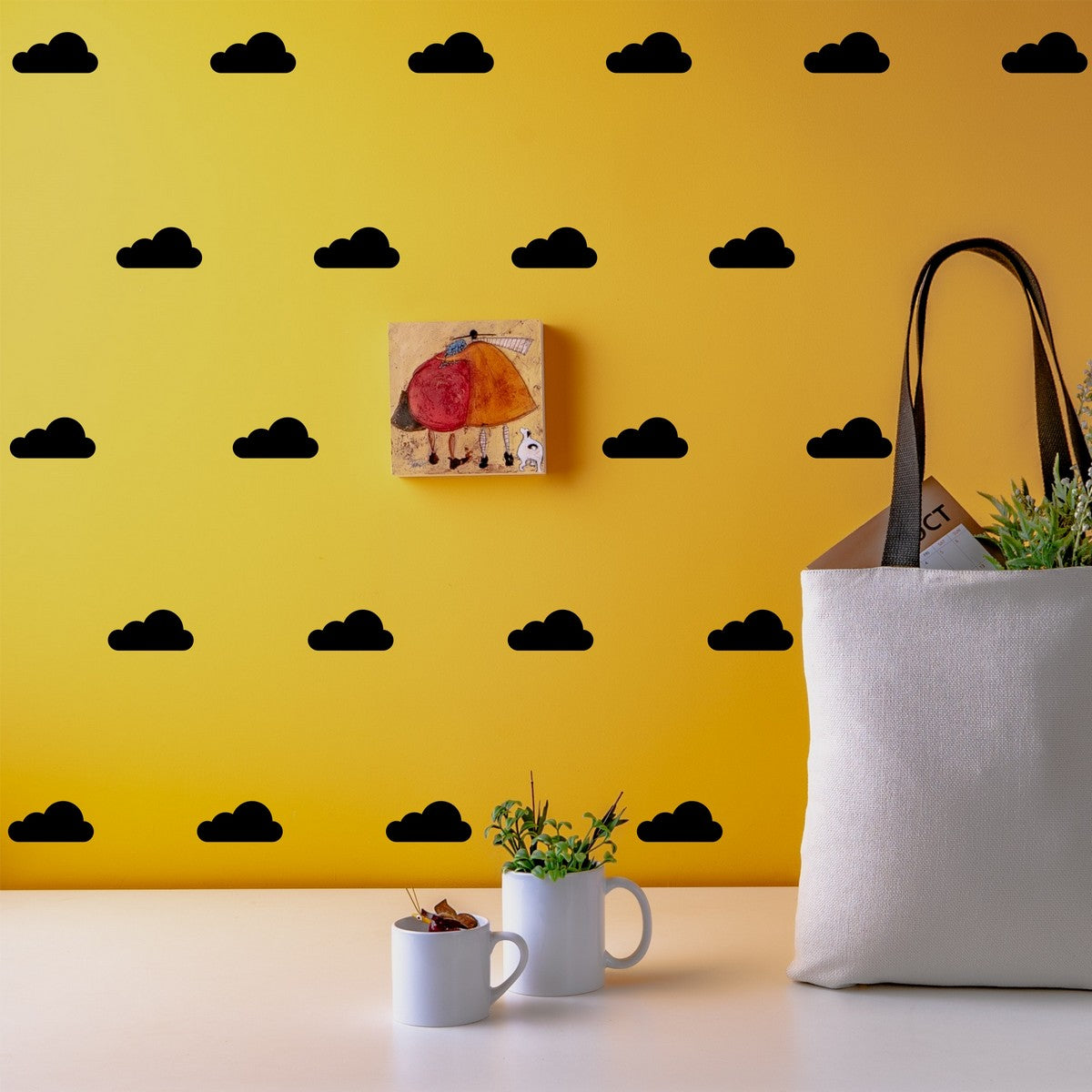 Cloud wall stickers spacing and layout example