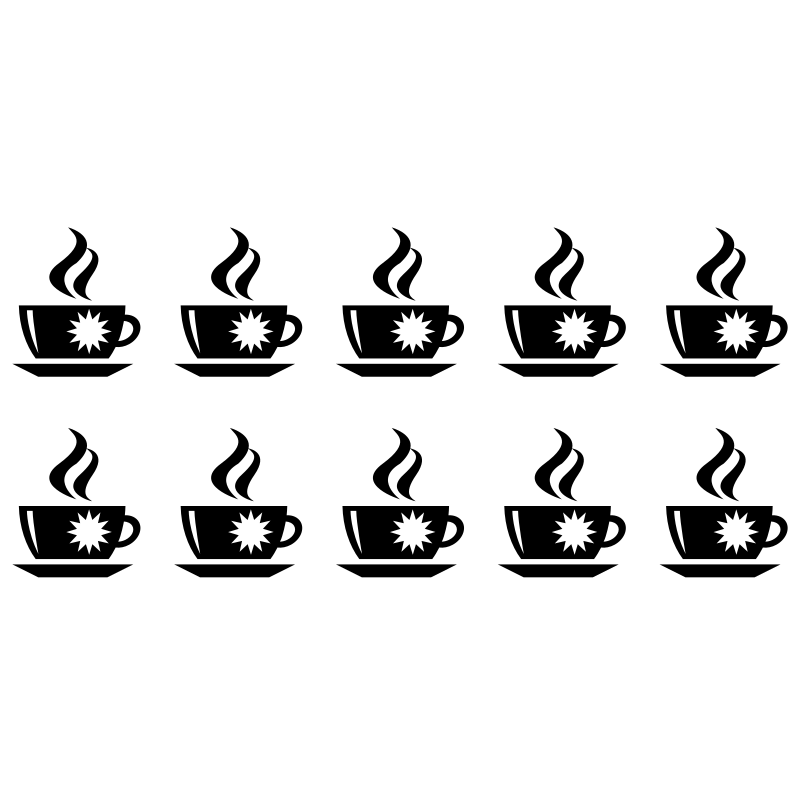 Coffee Tea Cup  Wall Tile 10 Stickers